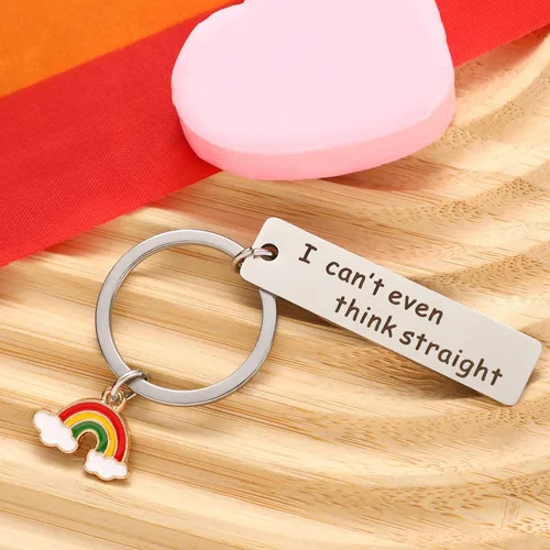 Vista 7 de Sasylvia 2 llaveros gay arcoíris divertidos regalos de orgullo gay LGBTQ, accesorios de joyería LGBTQ I Can't Even Think Straight Llavero