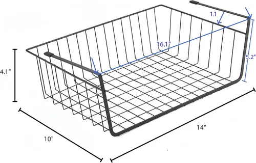 Vista 4 de Cesta debajo del estante, 6 cestas de almacenamiento colgantes para despensa, armario, lavandería, cestas deslizantes para cocina, mostrador