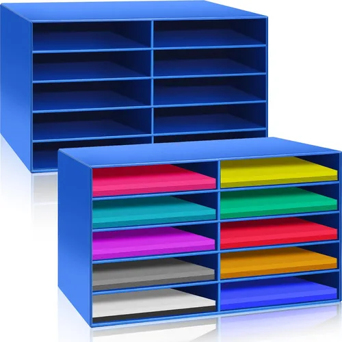 Vista 10 de Fuutreo 2 piezas de almacenamiento de papel de construcción, buzón de aula, clasificador de literatura de regreso a la escuela, organizador de papel