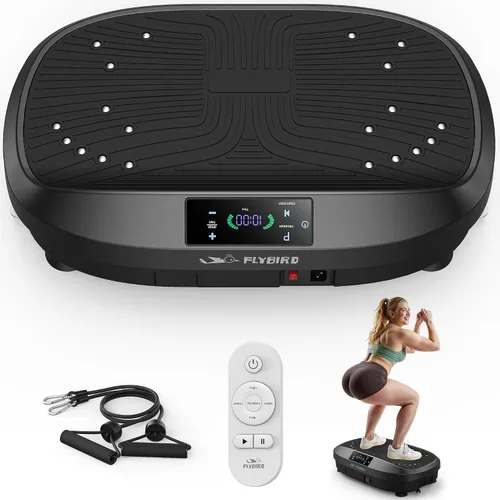 Vista 9 de FLYBIRD Vibration Plate Exercise Machine for Lymphatic Drainage, Adjustable Levels Full Body Workout, Curved Vibration Plate with Powerful Motor for