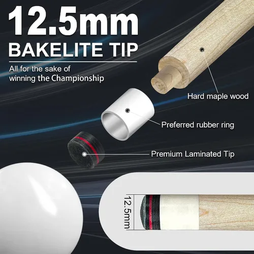 Vista 4 de HomeSeason Pool Cue Stick 58" Professional Billiard Canadian Maple Pool Stick with Leather Case & 13mm Tip, 18/19/20/21oz for Adults Pro Player 18oz