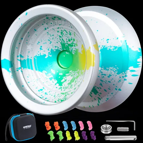 Vista 17 de MAGICYOYO Responsive Yoyos - Paquete de 2 yoyos de metal V12 + yoyo de plástico K2 verde brillante, yoyo profesional para niños, yoyo de doble