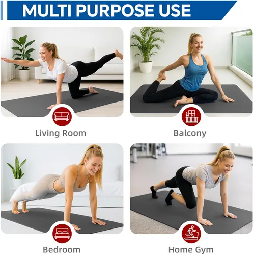 Vista 7 de Stepwaver Esterilla de yoga extragrande de 6 x 4 pies (1/3 pulgadas y 1/4 pulgadas de grosor), antideslizante, ultra duradera, amplia alfombrilla