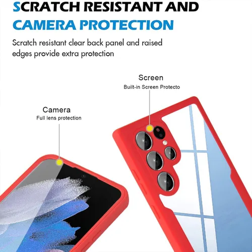 Vista 2 de CCSamll - Funda transparente para Samsung Galaxy S22 Ultra (no S22) con protector de pantalla integrado, delgada, de cuerpo completo, resistente