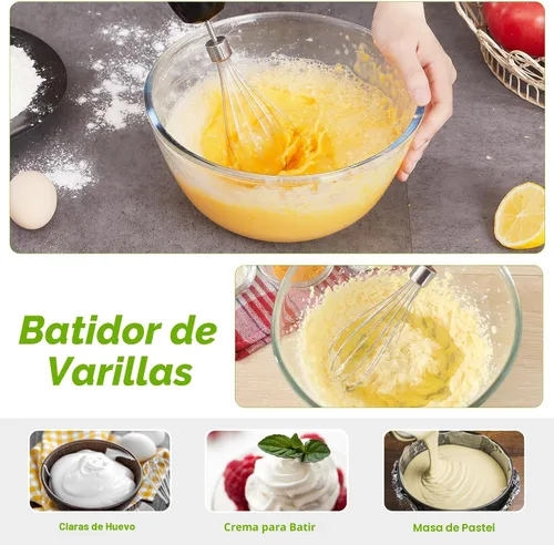 Vista 4 de Bonsenkitchen - Batidora de inmersión con procesador de alimentos, 20 velocidades y modo Turbo 4-in-1 Emulsion Hand Blender, Egg Whisk, 24 oz