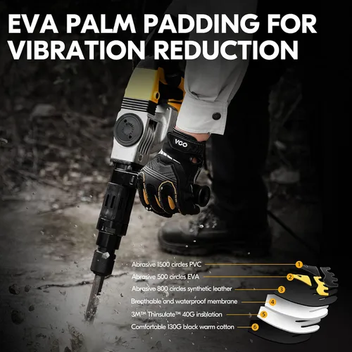 Vista 6 de Vgo - 1 par de guantes mecánicos de invierno impermeables de alta destreza, resistentes a 32°F, reducción de impacto y vibración, SL8849FW, XS