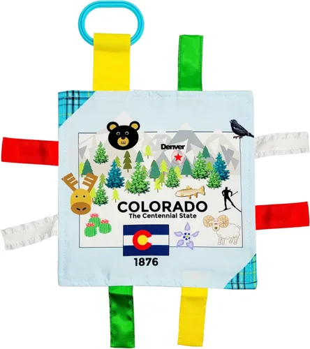 Vista 18 de Baby Jack & Co - Cochecito de juguete para bebés de 8 x 8 pulgadas con etiqueta del estado de Arkansas, juguetes arrugados para desarrollar cinco