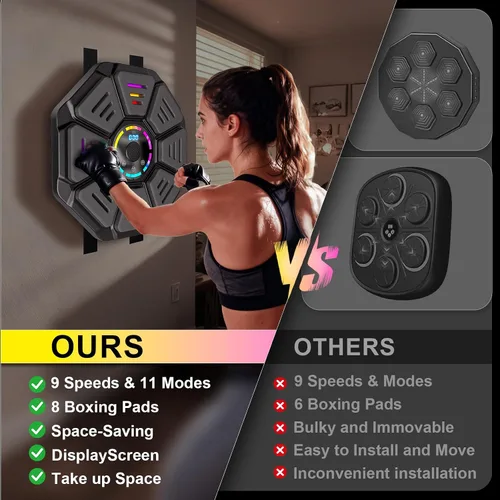 Vista 5 de Music Boxing Machine, Smart Music Punching Machine for Adults Kids, Bluetooth Music Sync, Wall-Mounted Workout/Training Equipment with Boxing