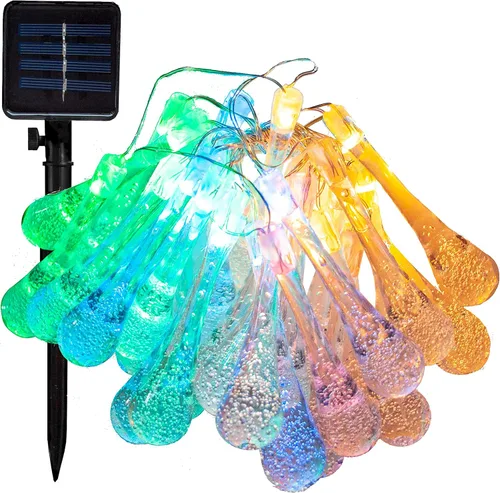 Vista 5 de Hometown Evolution, Inc. Tira de luces de burbujas de aire alimentadas por energía solar, 30 LED blanco cálido, 8 modos, impermeable al aire libre
