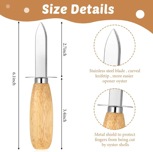 Vista 3 de Tarpop Juego de 16 cuchillos para shucking de ostras, 8 unidades de acero inoxidable, 8 niveles 5, protección resistente a cortes, kit