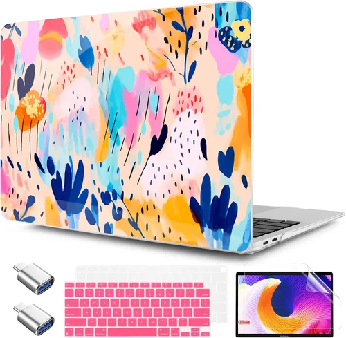 Vista 13 de TWOLSKOO Funda para MacBook Air de 13,3 pulgadas (versión antigua 2018-2021, modelos: M1 A2337, A2179, A1932) - Carcasa rígida con protector de Flor