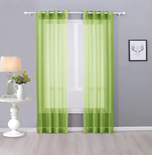 Vista 12 de Interior Trends Ariana - Juego de 2 cortinas de gasa transparente totalmente cosida con ojales (63 pulgadas de largo, beige)