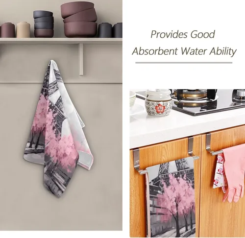 Vista 8 de Kigai Pink Paris Tower - Juego de 2 toallas de mano suaves y absorbentes, toallas decorativas para baño, spa, gimnasio, 28 x 14 pulgadas