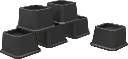 Vista 5 de Elevadores de Cama de 2 Pulgadas Resistentes Elevadores de Cama, Juego de 6 Eleva Hasta 2000 Libras Elevador de Muebles para Sofá y Mesa, Negro