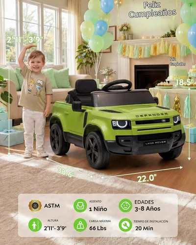 Vista 3 de Land Rover Ride On Car con licencia de 12 V para niños a partir de Verde
