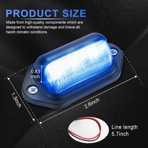 Vista 4 de LivTee Luces LED impermeables de 12 V, azul (2 unidades) para RV, cámper, camión, SUV, remolque, camioneta, escalón, cortesía, cúpula, carga, luces