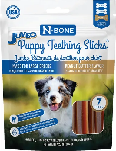 Vista 11 de N-Bone Palitos de dentición jumbo para cachorros, golosinas para perros con sabor a pollo, bolsa de 7.28 onzas