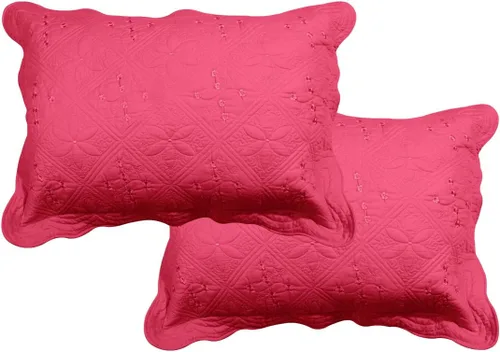 Vista 9 de Juego de 2 fundas de almohada acolchadas de color liso 100% algodón, fundas de almohada suaves con bordado floral (gris oscuro, 16 x 24 pulgadas)
