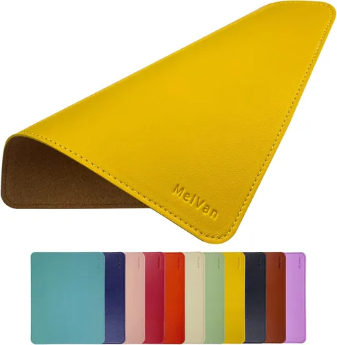 Vista 10 de MelVan Alfombrilla de mouse de piel sintética con borde cosido, alfombrilla de mouse de madera, alfombrilla de mouse impermeable para computadoras