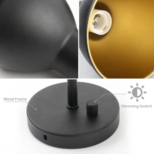 Vista 7 de Yosoan - Aplique de pared de lectura de 1 luz negro con interruptor de encendido y apagado Latón vintage industrial con ángulo de 340 grados