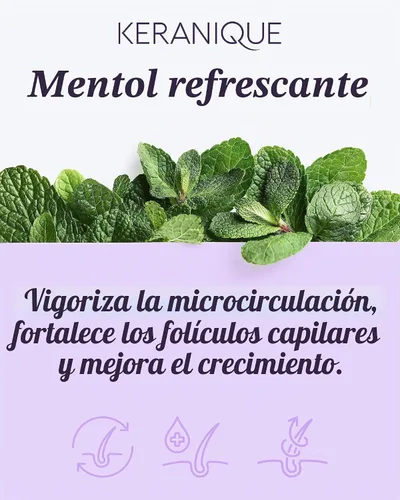 Vista 5 de Keranique Champú voluminizador para reparación del cabello, crecimiento y adelgazamiento del cabello – Queratina, biotina, mentol y niacinamida