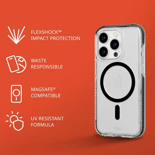 Vista 3 de Tech21 Evo Crystal - Funda para iPhone 15 Pro, compatible con MagSafe, funda de protección contra impactos, color negro grafito