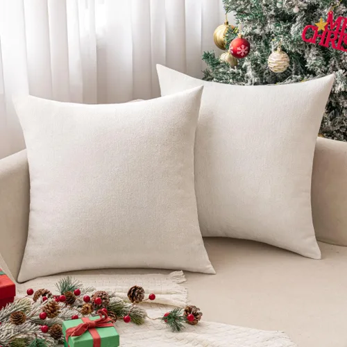 Vista 29 de MIULEE - Pack de 2 fundas de almohada decorativas beige de 16x16 pulgadas, cojines suaves de chenilla para sofá, fundas de cojín de estilo casa