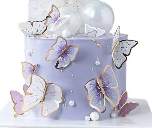 Vista 7 de Decoración para tartas (HBD + mariposas moradas)