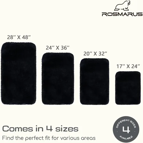 Vista 3 de ROSMARUS Alfombra de baño lanuda antideslizante de 17 x 24 pulgadas, tapete absorbente de agua, tapete de ducha suave para suelo y bañera, tapete