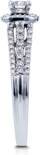 Vista 4 de Kobelli Anillo de compromiso de diamantes de 12 quilate TDW multifila halo de 14 k oro blanco