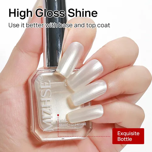 Vista 67 de MIZHSE Esmalte de uñas blanco perla de secado rápido, esmalte de uñas