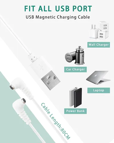 Vista 5 de Cable de carga magnético rápido para Rose y la mayoría de los masajeadores magnéticos, cable de carga CC con conector de 2 imanes