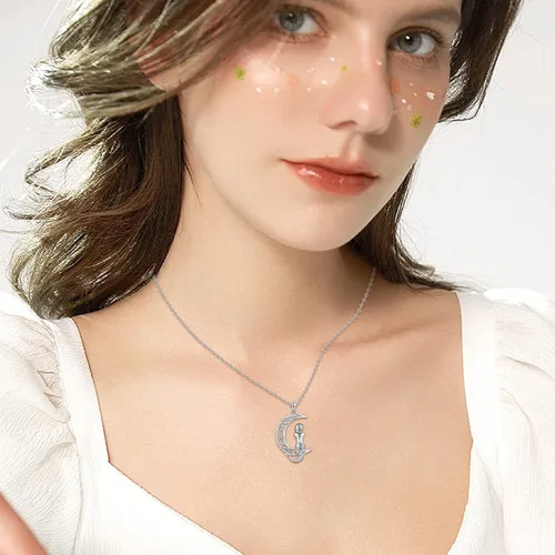 Vista 3 de OHAYOO Collar de tortugadelfínelefantecolibrísirena, collar de plata esterlina, colgante de animales, joyería de animales para mujeres amantes