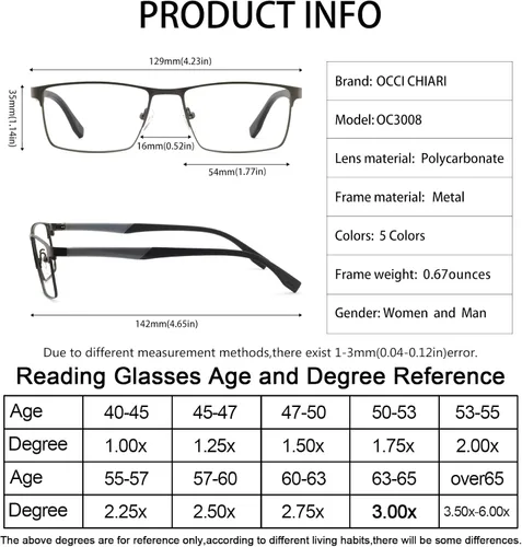 Vista 107 de OCCI CHIARI Gafas de lectura de moda para mujer y hombre