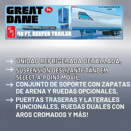 Vista 3 de AMT Great Dane - Kit de modelo a escala 1:25 para remolque frigorífico de 40 pies