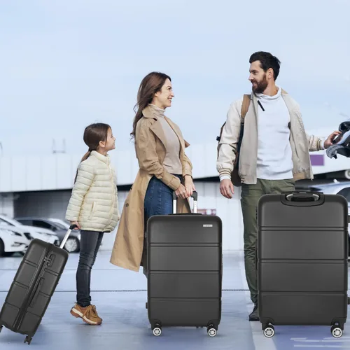 Vista 2 de SAS Travel Juego de 3 maletas con ruedas, artículos esenciales de viaje, ruedas giratorias, cerradura, estuche rígido, con equipaje de mano y maleta