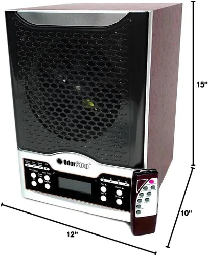Vista 6 de OdorStop OSAP7B - Purificador de aire 7 en 1 con filtro HEPA verdadero, carbón activo, ionizador, TiO2, 3 placas de ozono y control remoto