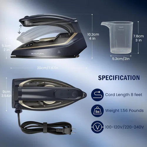 Vista 7 de BEAUTURAL Mini Travel Iron for Clothes with Dual Voltage, 1000 Watts