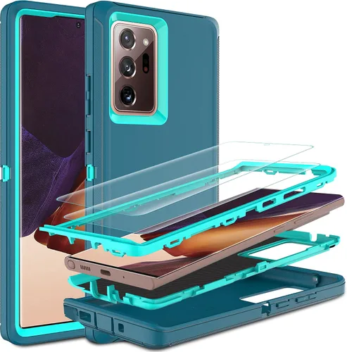 Vista 9 de Funda para Note 20 Ultra, Galaxy Note 20 Ultra con protector de pantalla de TPU flexible autorreparable (paquete de 2), funda de protección 3 en 1