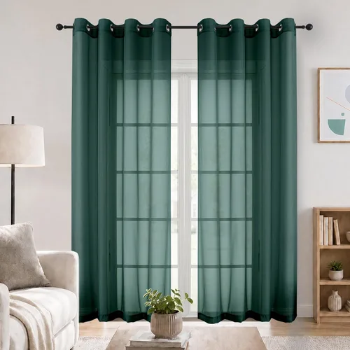 Vista 10 de OWENIE Cenefa transparente con ojales negros para ventanas, 2 paneles de 52
