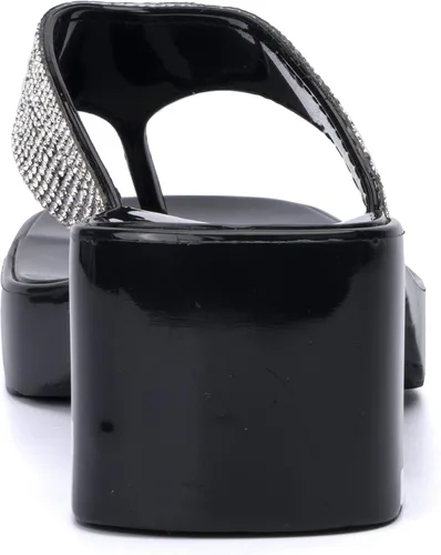 Vista 5 de Olivia Miller Zapatos de moda para mujer, diseño de gelatina de PVC con diamantes de imitación adornados con purpurina y puntera abierta, sandalias