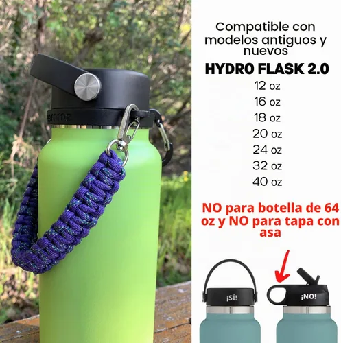 Vista 3 de Gearproz HydroCord 2.0 - Mango de cuerda de paracaídas para botellas de 12 Negro