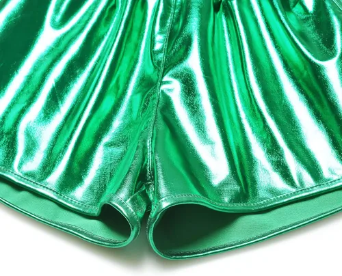Vista 4 de Perfashion Pantalones cortos metálicos para niñas, pantalones y gafas de sol brillantes para fiestas