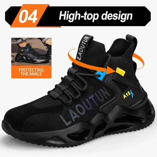 Vista 5 de LAoutun Steel Toe Shoes for Men Women Work Shoes Safety Sneakers Shoes Comfortable Lightweight Puncture Proof Slip on Indestructible Work Shoes