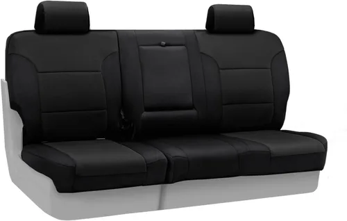 Vista 21 de Coverking Funda de asiento de cubo manual 50/50 de ajuste personalizado para modelos seleccionados de Nissan Frontier - Neosupreme Solid (negro)