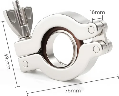 Vista 2 de Abrazadera KF25 de acero inoxidable 304 con anillo de centrado, 2 piezas