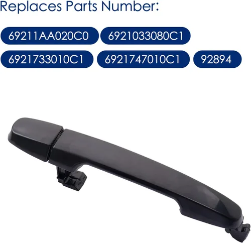 Vista 5 de Manija de puerta trasera para conductor y pasajero para 03-13 Toyota Corolla, RAV4/Highlander, Pontiac Vibe, 02-06 Camry, sin llavero, negro