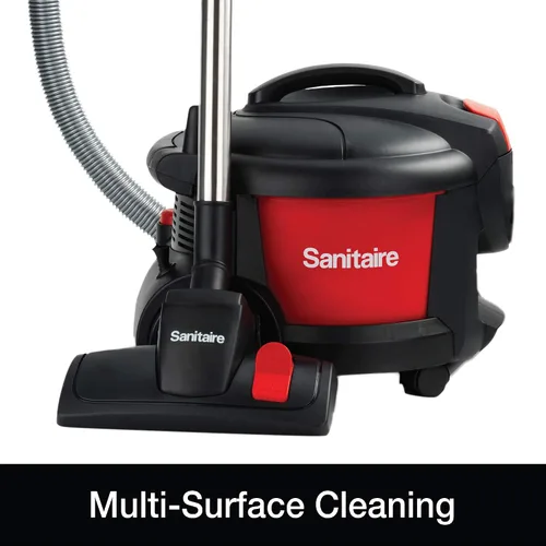 Vista 3 de Sanitaire SC3700A Aspiradora sin bolsa de limpieza silenciosa, rojo/negro, 9,0 amp, 11" de ruta de limpieza.