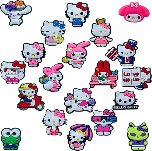 Vista 3 de Uthitio 25 Pcs Cute Cartoon Shoe Charms Pins for Boys Girls, Pink Cute Charms Pack for kids, Shoe Decoration Accessories, Party Favors Gifts.