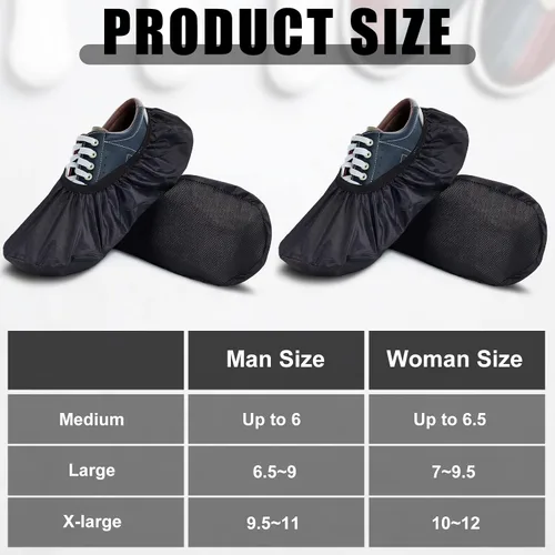 Vista 3 de SATINIOR 4 fundas negras para zapatos de boliche, XL, antideslizantes, accesorios protectores, suministros deportivos modernos para hombres, mujeres